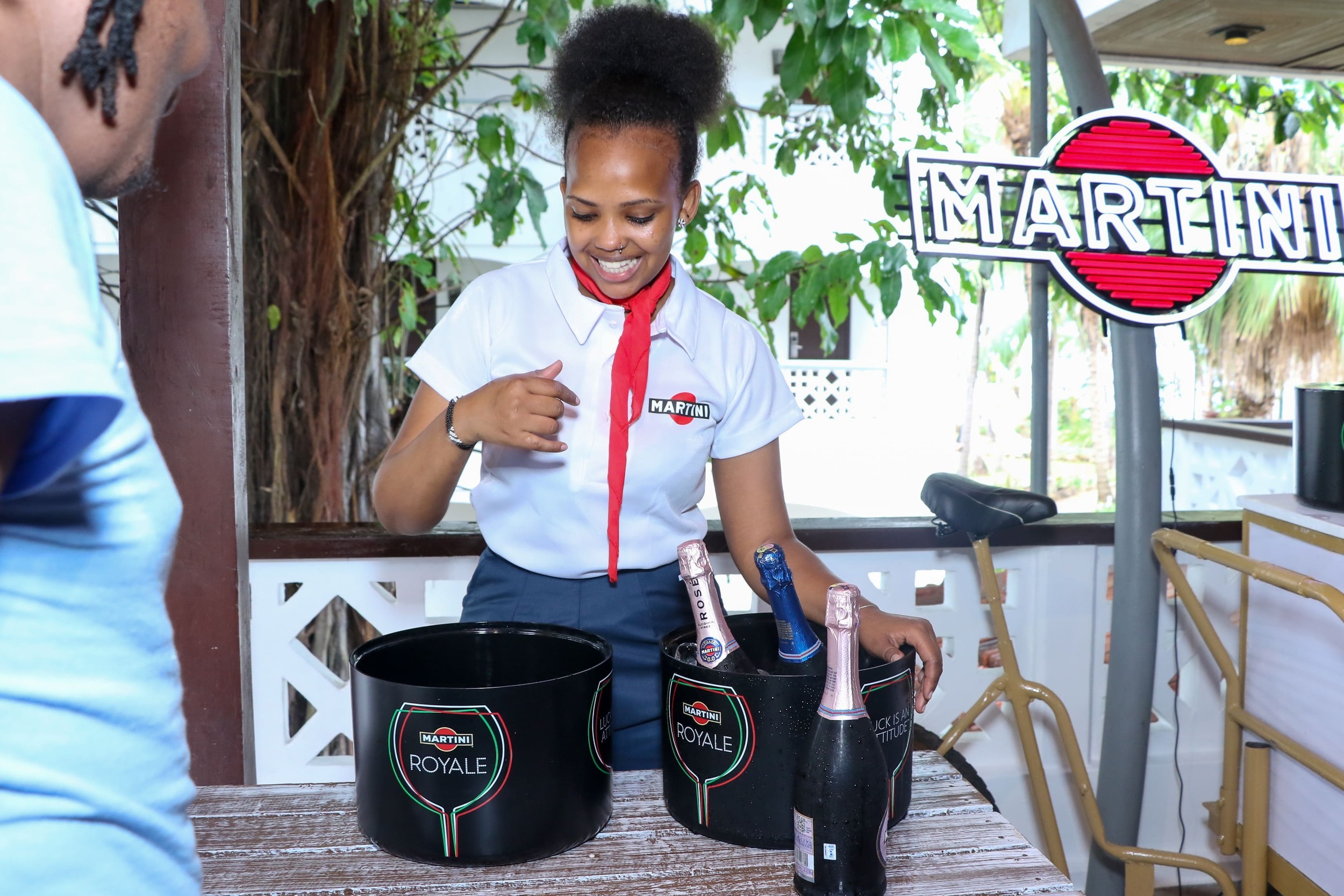 Martini brand ambassador sampling consumers